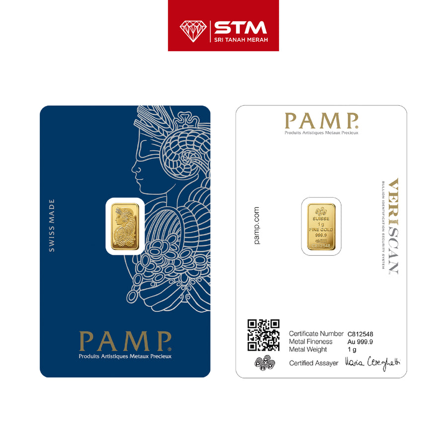 PAMP Suisse Gold Bar 1g 999.9 Pure Gold Lady Fortuna Edition